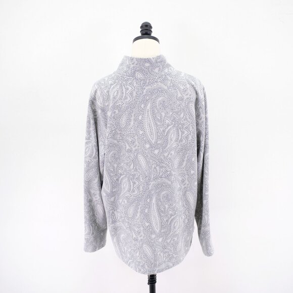 Croft & Barrow Gray Paisley Button Mock Neck XL Sweater Polyester Rayon Spandex - Picture 5 of 7